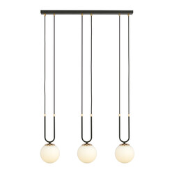 Aarhus 3 lamp E14 long hanging lamp black and opal 70 cm width