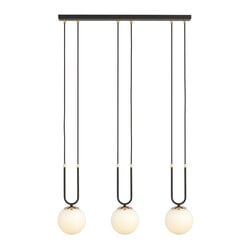 Emibig Aarhus 3-flammige E14-Hängelampe in Schwarz und Opal, 70 cm breit