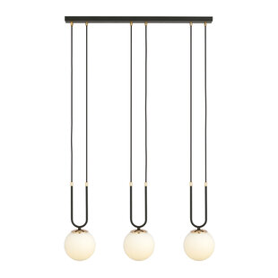 Aarhus 3 lamp E14 lange hanglamp zwart en opaal 70 cm breedte