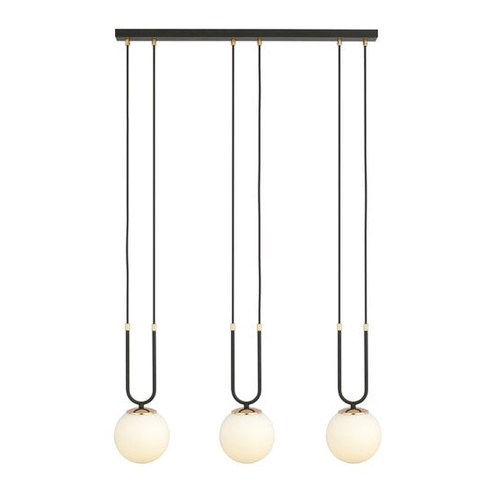 Emibig Emibig Aarhus 3-flammige E14-Hängelampe in Schwarz und Opal, 70 cm breit - Ideal für stilvolle Beleuchtung in Ihrem Zuhause