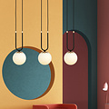 Aarhus 3 lamp E14 long hanging lamp black and opal 70 cm width