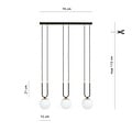 Emibig Emibig Aarhus 3-flammige E14-Hängelampe in Schwarz und Opal, 70 cm breit - Ideal für stilvolle Beleuchtung in Ihrem Zuhause