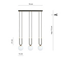 Suspension longue Aarhus 3 lampes E14 noire et opale largeur 70 cm