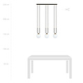 Aarhus 3 lamp E14 long hanging lamp black and opal 70 cm width