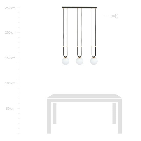 Emibig Emibig Aarhus 3-flammige E14-Hängelampe in Schwarz und Opal, 70 cm breit - Ideal für stilvolle Beleuchtung in Ihrem Zuhause
