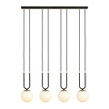 Aarhus 4 Lampe E14 große Hängelampe schwarz und opal 92 cm Breite