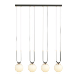 Emibig Aarhus 4 Lampe E14 große Hängelampe schwarz und opal 92 cm Breite