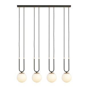 Emibig Aarhus 4 lámpara E14 gran colgante negro y opal 92 cm de ancho