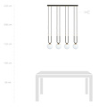 Aarhus 4 Lampe E14 große Hängelampe schwarz und opal 92 cm Breite
