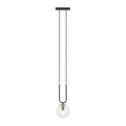 Aarhus 1 lampe noire avec verre transparent E14 suspension 15 cm de diamètre