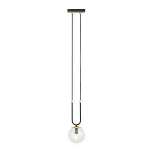 Aarhus 1 lámpara negra con cristal transparente E14 lámpara colgante 15 cm diámetro