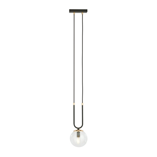 Aarhus 1 Lampe schwarz mit transparentem Glas E14 Hängelampe 15 cm Durchmesser