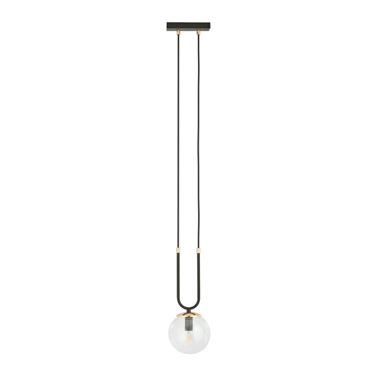 Emibig Aarhus 1 Lampe schwarz mit transparentem Glas E14 Hängelampe 15 cm Durchmesser - Ideale Beleuchtung für moderne Innenräume