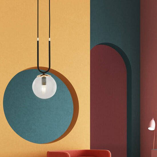 Aarhus 1 Lampe schwarz mit transparentem Glas E14 Hängelampe 15 cm Durchmesser
