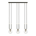 Aarhus 3 lámpara negra con cristal transparente E14 lámpara colgante larga 70 cm ancho