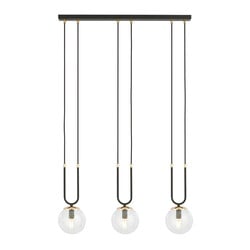 Emibig Aarhus 3 Lampe schwarz mit transparentem Glas E14 lange Hängelampe 70 cm Breite