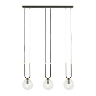 Emibig Aarhus 3 lampe noire avec verre transparent E14 suspension longue 70 cm de large