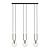 Aarhus 3 lamp black with transparent glass E14 long hanging lamp 70 cm width