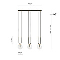 Aarhus 3 lamp zwart met doorzichtig glas E14 lange hanglamp 70 cm breedte
