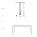 Aarhus 3 Lampe schwarz mit transparentem Glas E14 lange Hängelampe 70 cm Breite