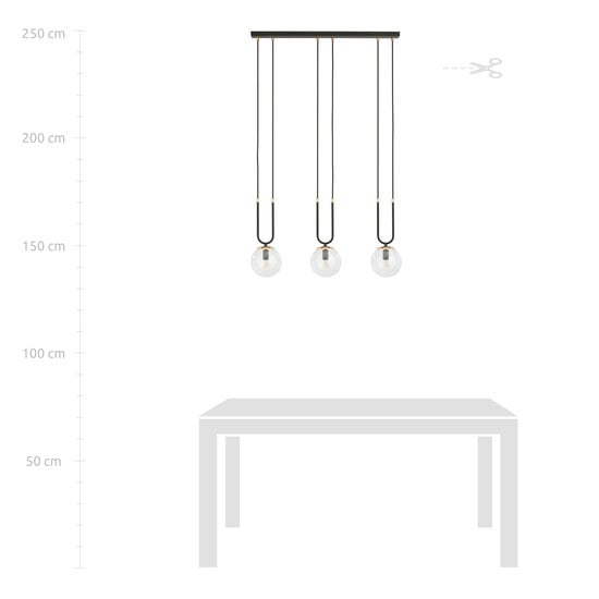 Emibig Emibig Aarhus 3 Lampe schwarz mit transparentem Glas E14 lange Hängelampe 70 cm Breite - Ideale Beleuchtung für Ihr Zuhause