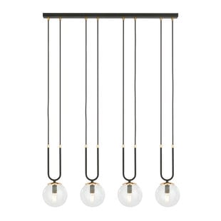 Emibig Aarhus 4 lampe noire avec verre transparent E14 grande suspension 92 cm de largeur