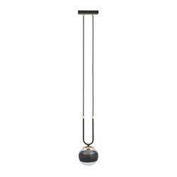 Emibig Aarhus 1 lamp black with striped glass E14 hanging lamp 15 cm diameter