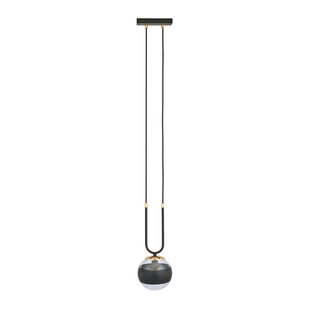 Aarhus 1 lámpara negra con cristal rayado E14 lámpara colgante 15 cm diámetro