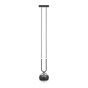 Emibig Aarhus 1 lámpara negra con vidrio rayado E14 lámpara colgante 15 cm de diámetro