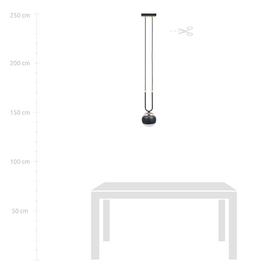 Aarhus 1 lamp zwart met gestreept glas E14 hanglamp 15 cm diameter