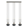 Aarhus 3 lámpara negra con cristal rayado E14 lámpara colgante larga 70 cm ancho