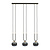 Aarhus 3 lampes noir avec verre rayé E14 lampe suspendue longue largeur 70 cm