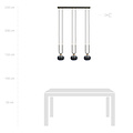 Aarhus 3 lamp black with striped glass E14 long hanging lamp 70 cm width