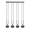 Aarhus 4 lampes noir et verre transparent E14 grande suspension largeur 92 cm