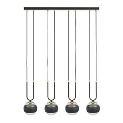 Aarhus 4 lamp zwart en doorzichtig glas E14 grote hanglamp 92 cm breedte
