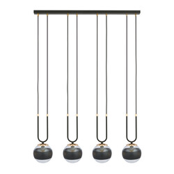 Emibig Aarhus 4 lampe noire et verre transparent E14 grande suspension 92 cm de largeur