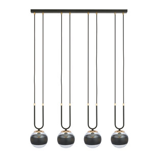Emibig Aarhus 4 lamp zwart en doorzichtig glas E14 grote hanglamp 92 cm breedte
