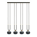 Aarhus 4 lampes noir et verre transparent E14 grande suspension largeur 92 cm