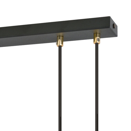 Aarhus 4 lampes noir et verre transparent E14 grande suspension largeur 92 cm