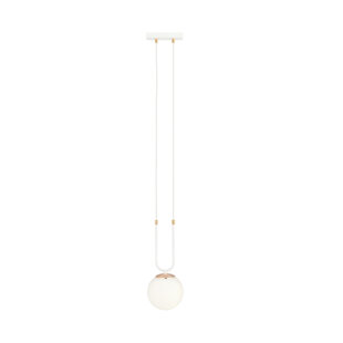 Aarhus 1 lámpara blanca con cristal blanco opal E14 lámpara colgante 15 cm diámetro