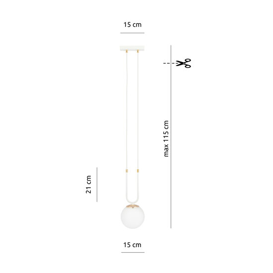 Aarhus 1 lamp wit met opaal wit glas E14 hanglamp 15 cm diameter