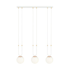 Aarhus 3 lampes blanc avec verre blanc E14 suspension longue largeur 70 cm