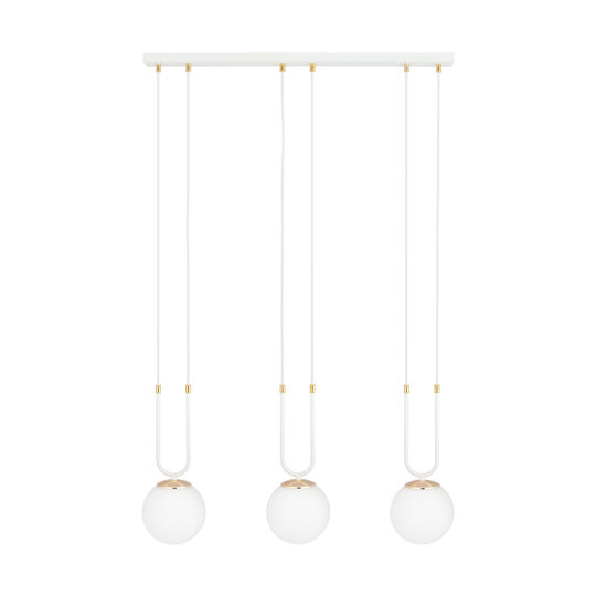 Aarhus 3 lamp white with white glass E14 long hanging lamp 70 cm width