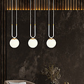 Aarhus 3 lamp white with white glass E14 long hanging lamp 70 cm width