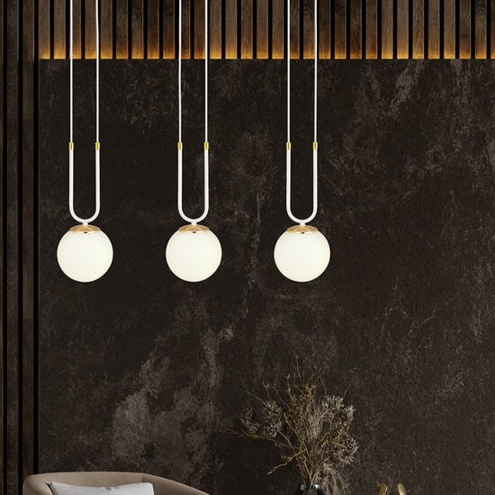 Emibig Emibig Aarhus 3 Lampe weiß mit weißem Glas E14 lange Hängelampe 70 cm Breite - Ideal für eine gemütliche Atmosphäre in jedem Raum