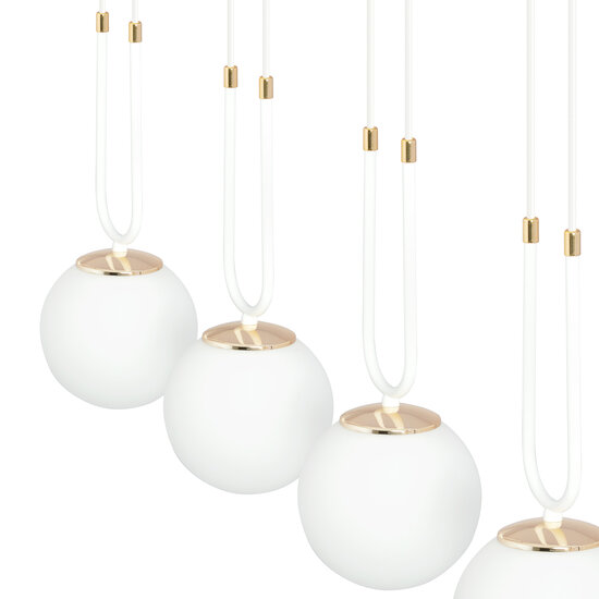 Aarhus 3 lamp white with white glass E14 long hanging lamp 70 cm width