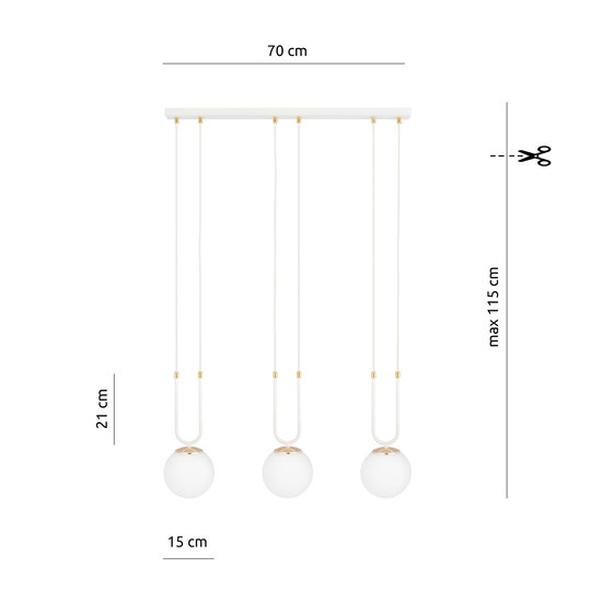 Emibig Emibig Aarhus 3 lamp white with white glass E14 long hanging lamp 70 cm width - Ideal for creating a cozy atmosphere in any room
