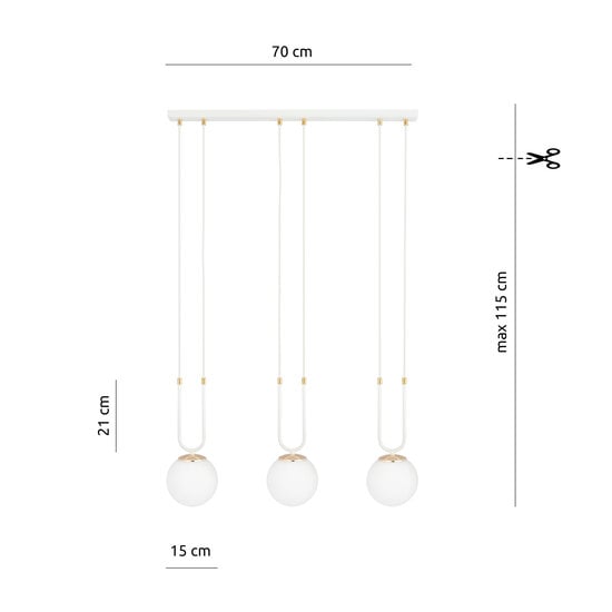 Emibig Emibig Aarhus 3 Lampe weiß mit weißem Glas E14 lange Hängelampe 70 cm Breite - Ideal für eine gemütliche Atmosphäre in jedem Raum