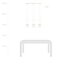 Aarhus 3 lamp white with white glass E14 long hanging lamp 70 cm width