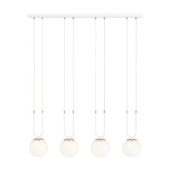 Emibig Aarhus 4 lámpara blanca con vidrio opal blanco E14 gran lámpara colgante 92 cm de ancho